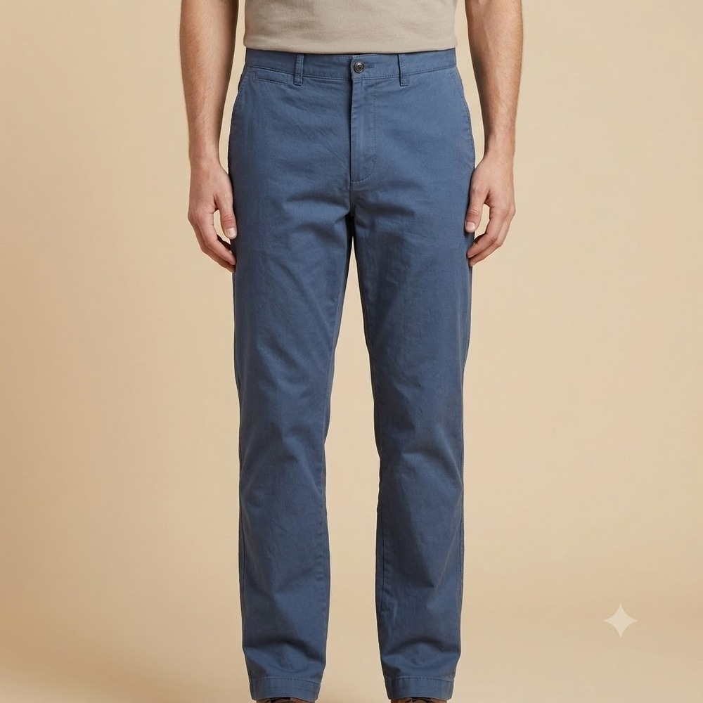 L.L. Bean Chino Pants Men's 33x34‎ Blue Natural Fit Stretch Cotton Casual